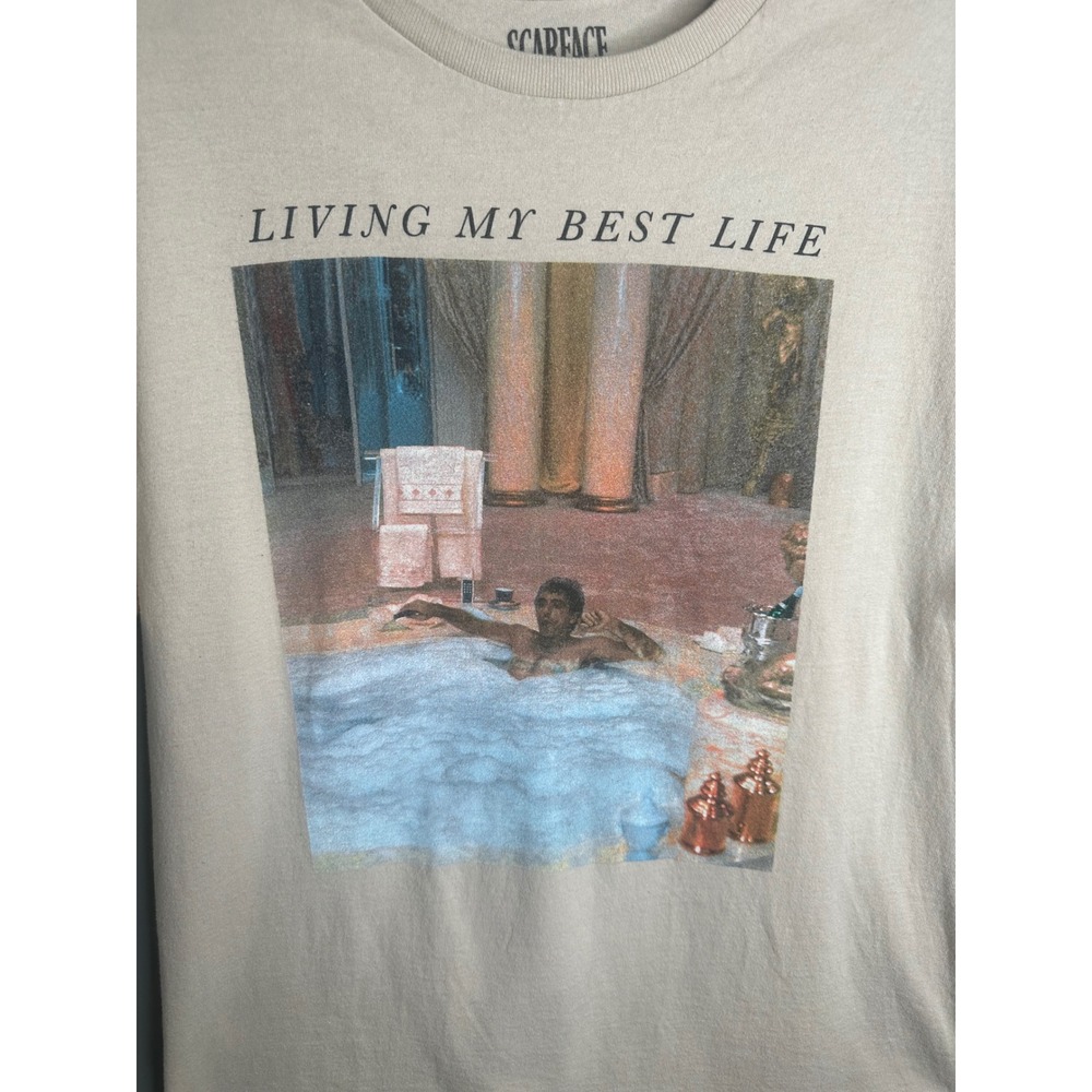 Scarface Living My Best Life Tony Montana Hot Tub Graphic T Shirt Mens XL - Picture 3 of 7